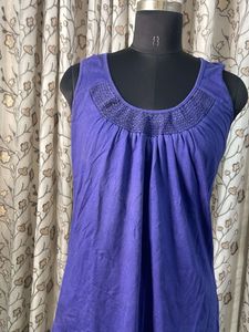 Purple Beaded Neckline Tank Top