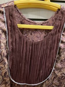 Patterned Brown Short Kurti