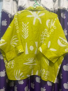 Lime Green Printed Button-Up Top coord set
