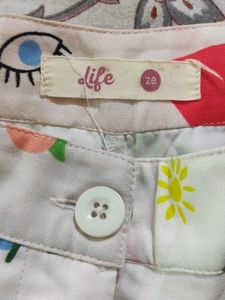 Funky Patterned White Shorts