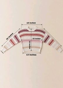 CREAM PINK &amp; BURGUNDY STRIPED CROPPED SWEATER