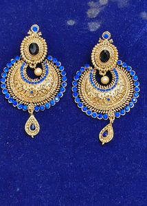 Intricate Gold & Blue Earrings