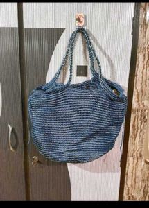 Blue Woven Tote Bag