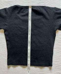 Black Button-Up Long Sleeve Top