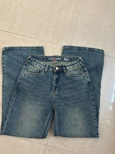 Vintage Wash Wide Leg Jeans