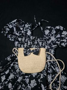 Cute Floral Print Puff Sleeve Dress