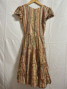 Stripe Tiered Wrap Midi Dress