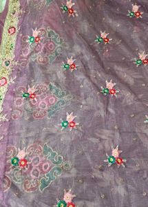 Embroidered Lavender saree with Floral