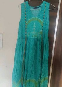 sea green printed Sleeveless Kurta