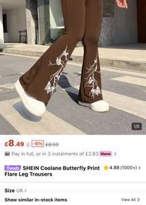 SHEIN Coolane Butterfly Print Flare Leg Trousers