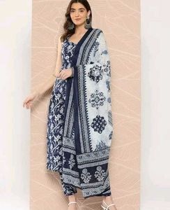 Elegant Navy blue kurti set + black sleeveles