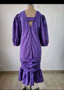 Elegant Purple Ruched Midi Dress