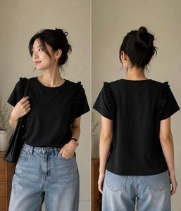 Zara Chic Black Ruffle Sleeve Top