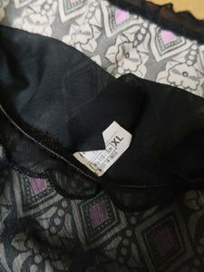 Sheer Black Briefs with Geometric Print