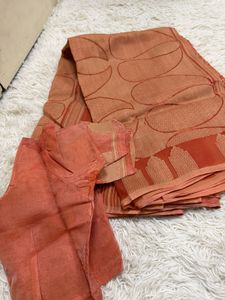 Beautiful Orange Saree with Blouse Piece
