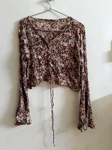 Floral Print Tie-Front Top