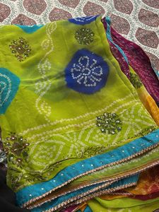 Vibrant Bandhani Saree with Embellishments