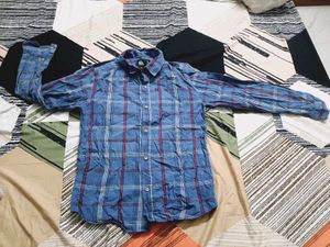 Men's Blue Plaid Long Sleeve Shirt
