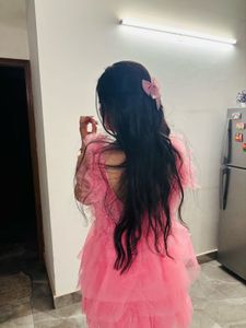 Charming Pink Tulle Ruffle Dress