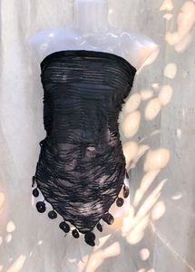 111110. Sheer Black Strapless Top