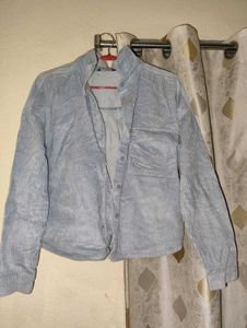 Baby Blue Corduroy Button-Up Shirt
