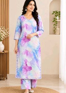 Elegant Watercolor Print Suit Set
