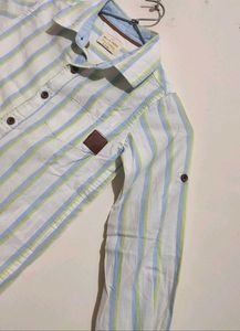 White Shirt Striped Print For 3- 4 Year Boy