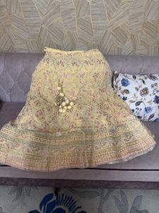 yellow pink beautiful lahanga with emb