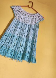 Sky Blue Shaded Crochet Top