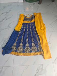 Stunning Blue &amp; Yellow Anarkali Gown
