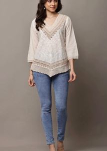 Boho Embroidered Cotton Kurta Top