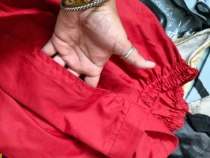 Women Red Stretchable Trousers XXL with pocket