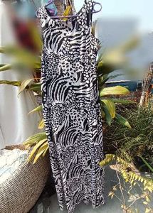 Animal Print Maxi Dress fit 40 to 50 strachable