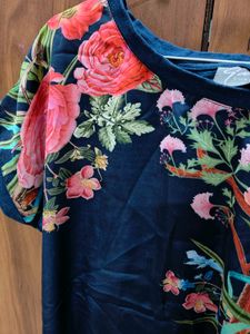 Floral Printed Navy Blue Top