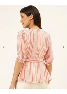 Chic Striped Wrap Top
