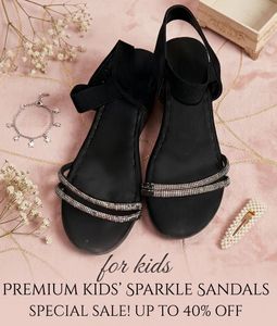 girls  Black Flat Sandals