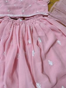 Pink Frill Sleeve Dress Set