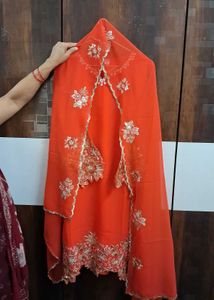 Pakistani Orange Embellished Kurta Set