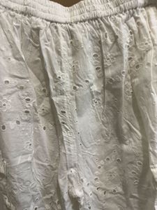 Chic White Embroidered Cargo Pants