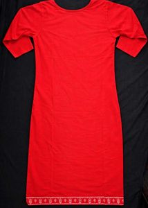 Red Embroidered Kurta
