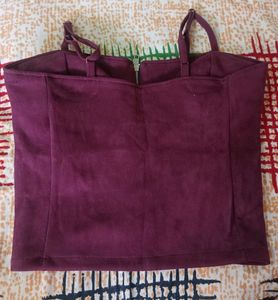 Burgundy Zip-Up Corset Top