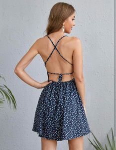 Chic Navy Floral Print Mini Dress