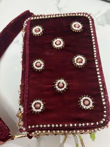 Embellished Velvet Clutch Bag- Never used