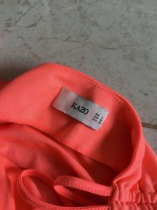 Neon Orange Ruched Camisole Top