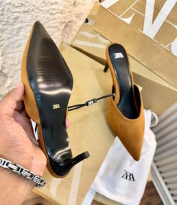 Zara Brown Suede Pointed Toe Heels