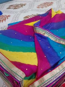 Vibrant Rainbow chiffon Saree