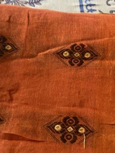 Elegant Orange Saree with Gold Border