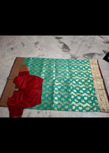 Elegant Teal Banarasi Saree