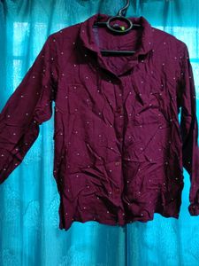 Maroon Polka Dot Shirt