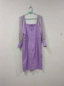 Lavender Romance Square-Neck Midi Dress